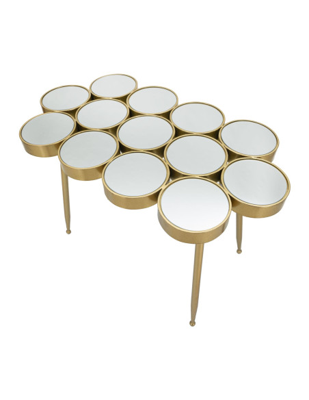 Console design originale Ovale en Métal Doré Miroir Buttle 