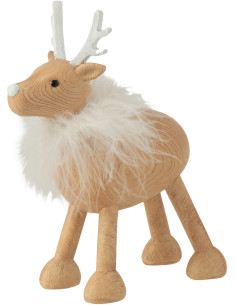 Statuette déco Renne Java Résine Fourrure synthétique Blanc - 1