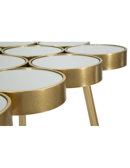 Console design originale Ovale en Métal Doré Miroir Buttle 