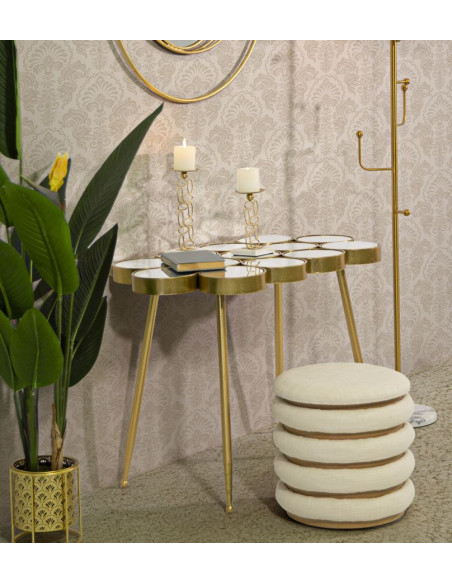 Console design originale Ovale en Métal Doré Miroir Buttle 