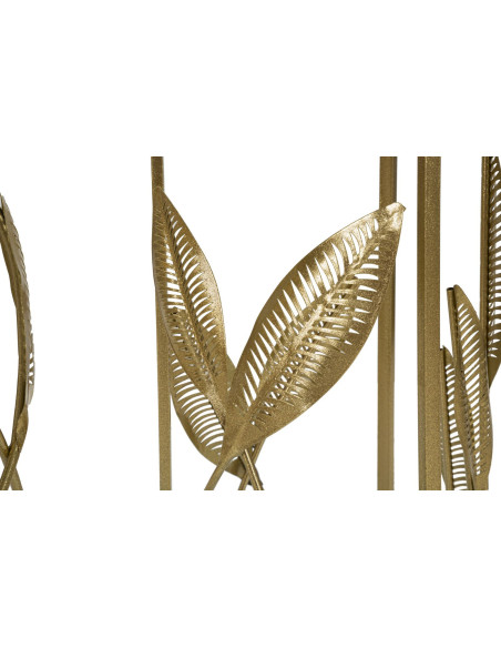 Table d'appoint moderne Ronde en Marbre Blanc Métal Doré Leaf (Lot de 2) 