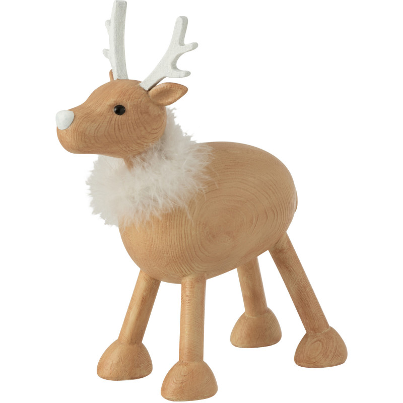 Statue déco Renne Java Résine Naturel Fourrure synthétique Blanc - 1