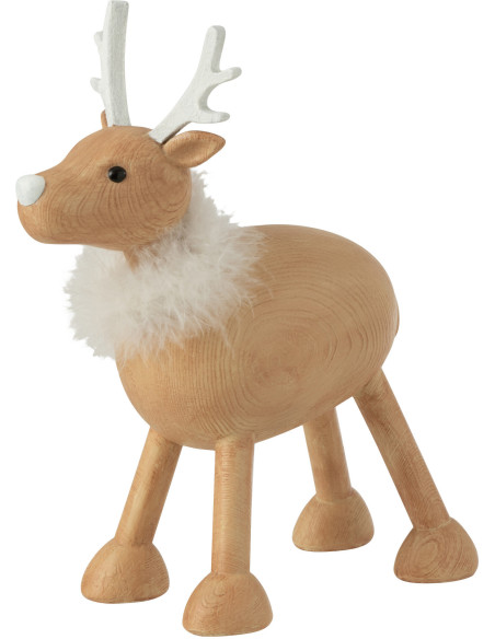 Statue déco Renne Java Résine Naturel Fourrure synthétique Blanc - 1
