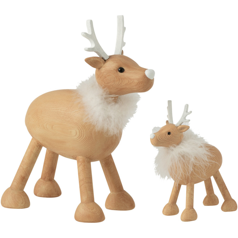 Statue déco Renne Java Résine Naturel Fourrure synthétique Blanc - 2