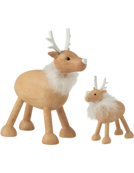 Statue déco Renne Java Résine Naturel Fourrure synthétique Blanc - 2