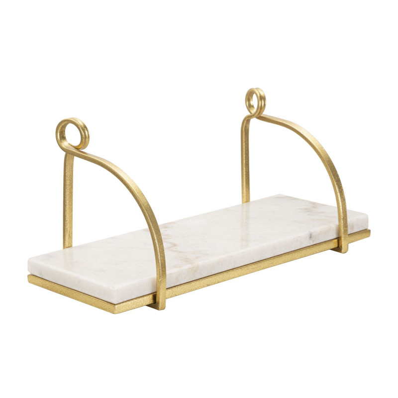 Étagère murale moderne en Marbre Blanc Métal Doré Marble 
