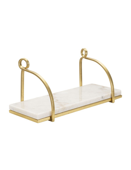 Étagère murale moderne en Marbre Blanc Métal Doré Marble 