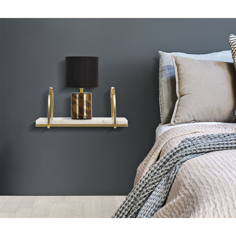 Étagère murale moderne en Marbre Blanc Métal Doré Marble 