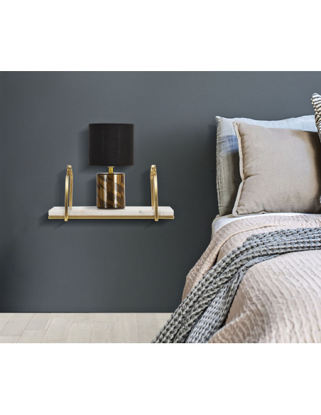 Étagère murale moderne en Marbre Blanc Métal Doré Marble 