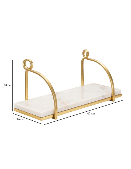 Étagère murale moderne en Marbre Blanc Métal Doré Marble 