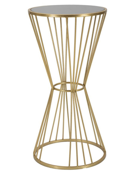 Sellette haute moderne Ronde Hauteur 80 cm en Métal Doré Miroir Super 