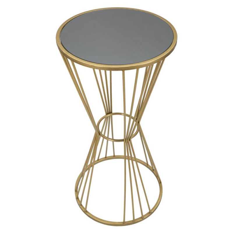 Sellette haute moderne Ronde Hauteur 80 cm en Métal Doré Miroir Super 