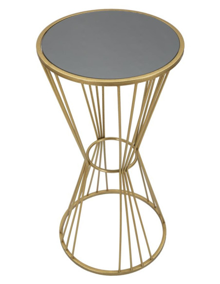 Sellette haute moderne Ronde Hauteur 80 cm en Métal Doré Miroir Super 