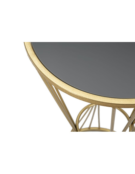 Sellette haute moderne Ronde Hauteur 80 cm en Métal Doré Miroir Super 