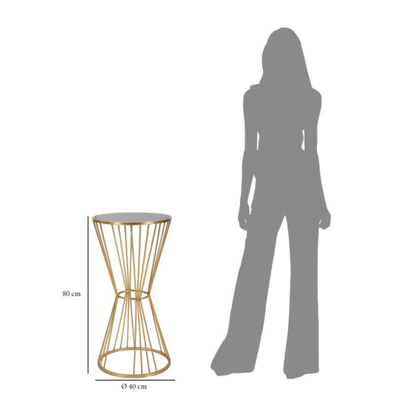 Sellette haute moderne Ronde Hauteur 80 cm en Métal Doré Miroir Super 