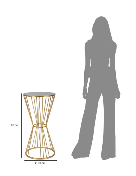 Sellette haute moderne Ronde Hauteur 80 cm en Métal Doré Miroir Super 