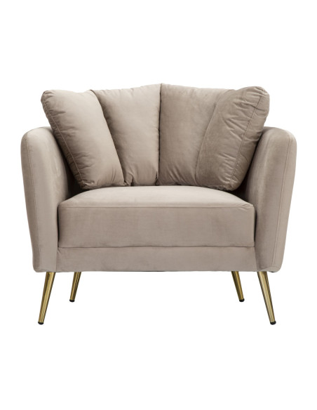 Fauteuil original en Velours Gris Métal Doré Bois d'eucalyptus Kiev 