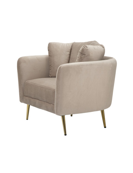 Fauteuil original en Velours Gris Métal Doré Bois d'eucalyptus Kiev 