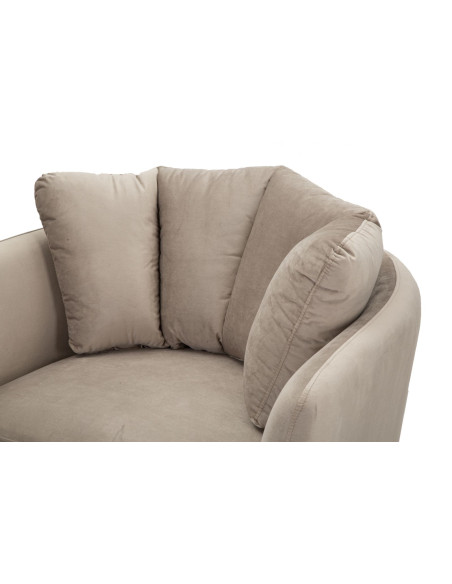 Fauteuil original en Velours Gris Métal Doré Bois d'eucalyptus Kiev 