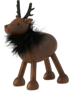 Statuette déco Renne Java Résine Marron Fourrure synthétique Noir - 1