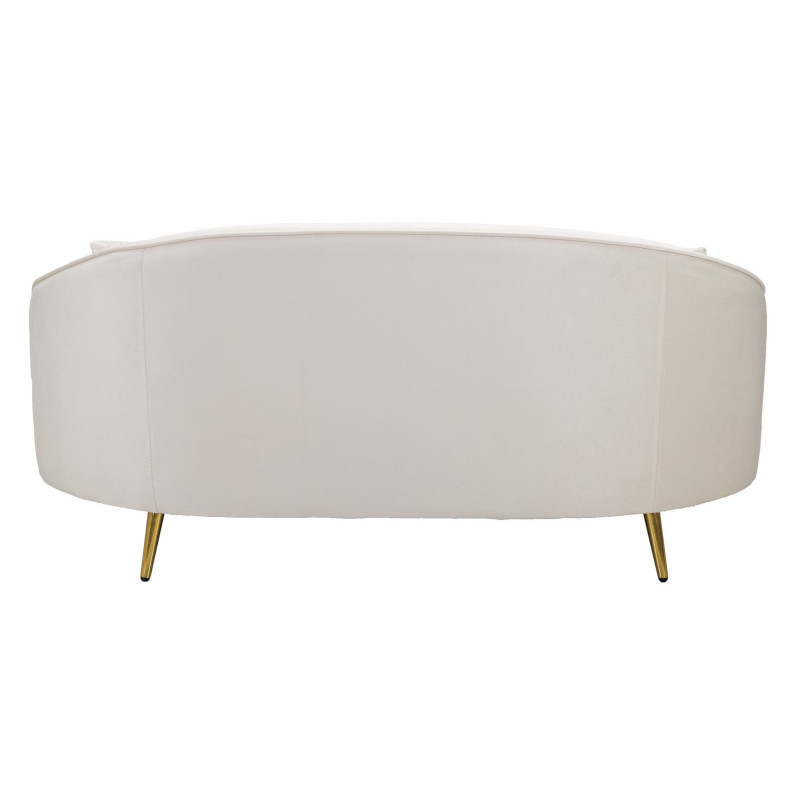 Canapé moderne Arrondi 2 places en Velours Blanc crème Métal Doré Bois d'eucalyptus Oslo Mauro Ferretti - 5