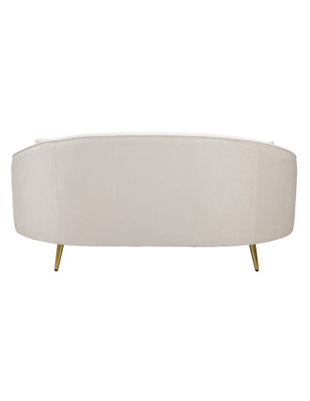 Canapé moderne Arrondi 2 places en Velours Blanc crème Métal Doré Bois d'eucalyptus Oslo Mauro Ferretti - 5