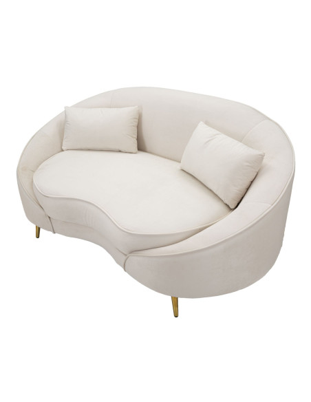 Canapé moderne Arrondi 2 places en Velours Blanc crème Métal Doré Bois d'eucalyptus Oslo Mauro Ferretti - 6
