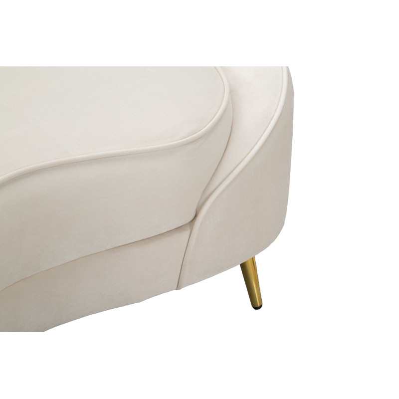 Canapé moderne Arrondi 2 places en Velours Blanc crème Métal Doré Bois d'eucalyptus Oslo Mauro Ferretti - 7