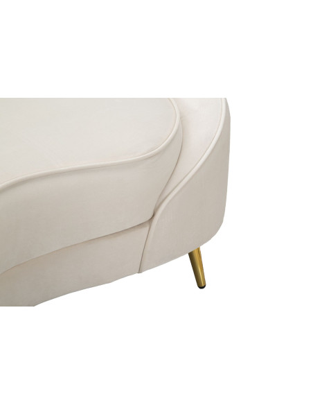 Canapé moderne Arrondi 2 places en Velours Blanc crème Métal Doré Bois d'eucalyptus Oslo Mauro Ferretti - 7