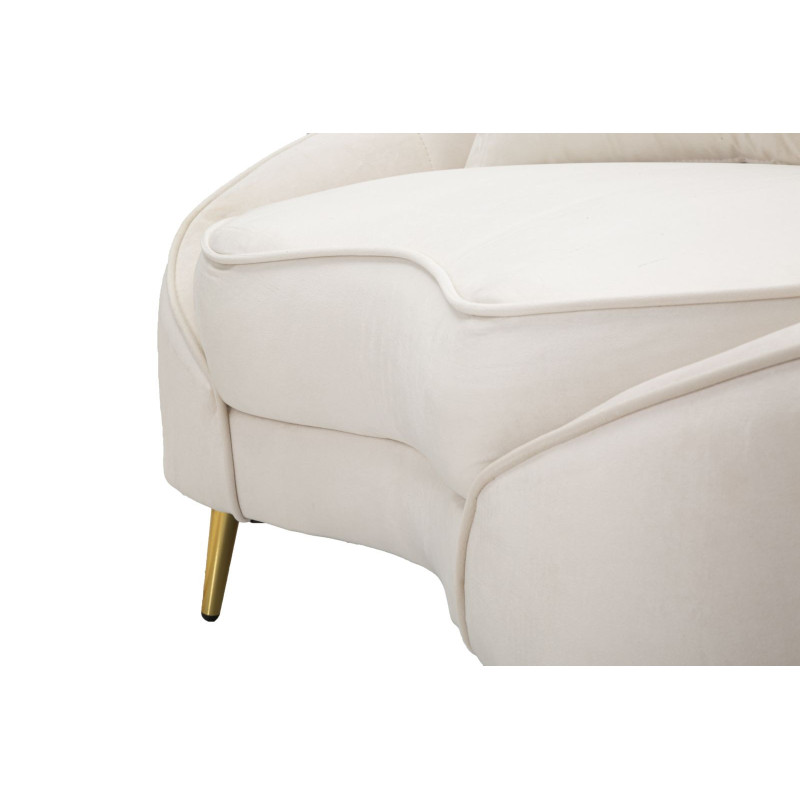 Canapé moderne Arrondi 2 places en Velours Blanc crème Métal Doré Bois d'eucalyptus Oslo Mauro Ferretti - 9
