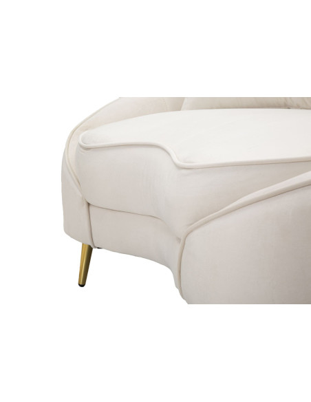 Canapé moderne Arrondi 2 places en Velours Blanc crème Métal Doré Bois d'eucalyptus Oslo Mauro Ferretti - 9