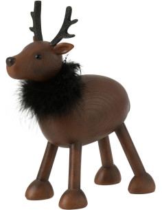 Statue déco Renne Java en Résine Marron Fourrure synthétique Noir - 1
