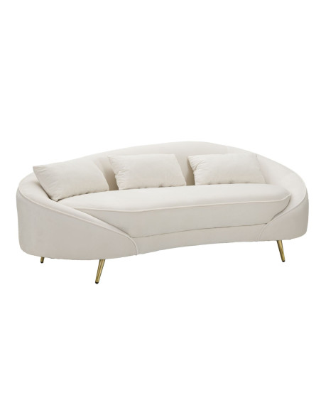 Canapé moderne Arrondi 3 places en Velours Blanc crème Métal Doré Bois d'eucalyptus Oslo Mauro Ferretti - 1
