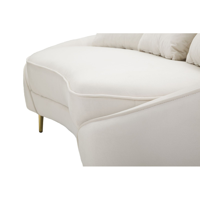 Canapé moderne Arrondi 3 places en Velours Blanc crème Métal Doré Bois d'eucalyptus Oslo Mauro Ferretti - 5