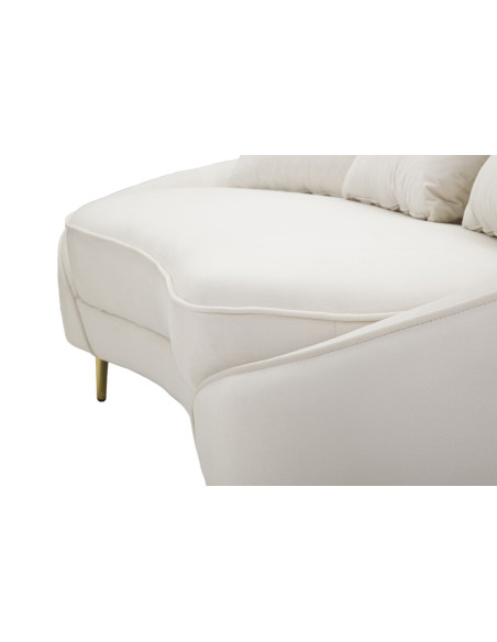 Canapé moderne Arrondi 3 places en Velours Blanc crème Métal Doré Bois d'eucalyptus Oslo Mauro Ferretti - 5