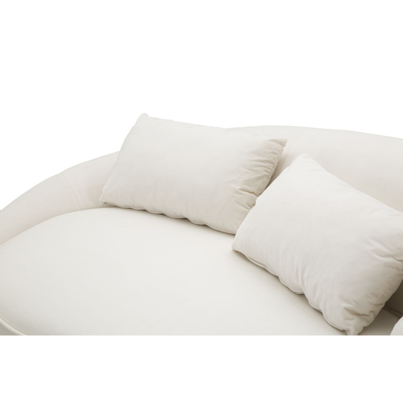 Canapé moderne Arrondi 3 places en Velours Blanc crème Métal Doré Bois d'eucalyptus Oslo Mauro Ferretti - 7