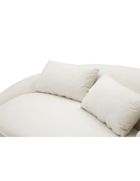 Canapé moderne Arrondi 3 places en Velours Blanc crème Métal Doré Bois d'eucalyptus Oslo Mauro Ferretti - 7