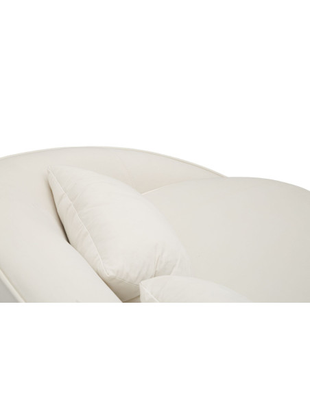Canapé moderne Arrondi 3 places en Velours Blanc crème Métal Doré Bois d'eucalyptus Oslo Mauro Ferretti - 8