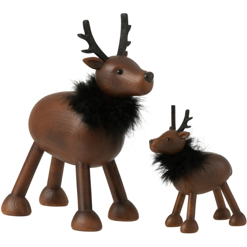 Statue déco Renne Java en Résine Marron Fourrure synthétique Noir - 2