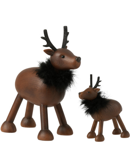 Statue déco Renne Java en Résine Marron Fourrure synthétique Noir - 2