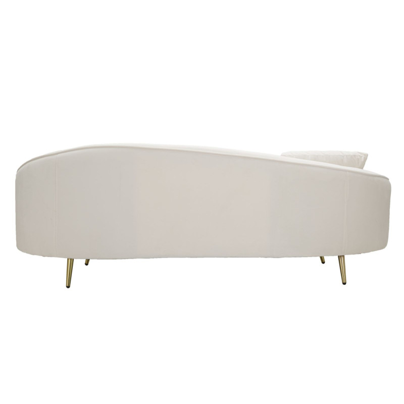 Canapé moderne Arrondi 3 places en Velours Blanc crème Métal Doré Bois d'eucalyptus Oslo Mauro Ferretti - 9