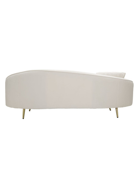 Canapé moderne Arrondi 3 places en Velours Blanc crème Métal Doré Bois d'eucalyptus Oslo Mauro Ferretti - 9