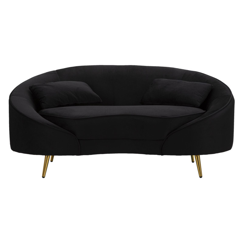 Canapé moderne Arrondi 2 places en Velours Noir Métal Doré Bois d'eucalyptus Oslo Mauro Ferretti - 3