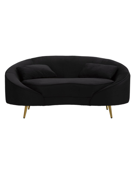 Canapé moderne Arrondi 2 places en Velours Noir Métal Doré Bois d'eucalyptus Oslo Mauro Ferretti - 3
