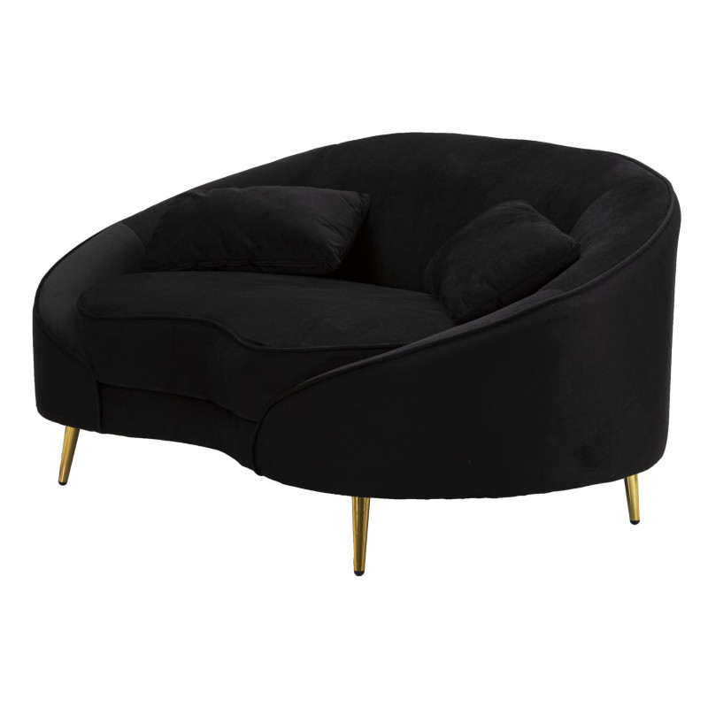 Canapé moderne Arrondi 2 places en Velours Noir Métal Doré Bois d'eucalyptus Oslo Mauro Ferretti - 4