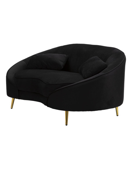 Canapé moderne Arrondi 2 places en Velours Noir Métal Doré Bois d'eucalyptus Oslo Mauro Ferretti - 4
