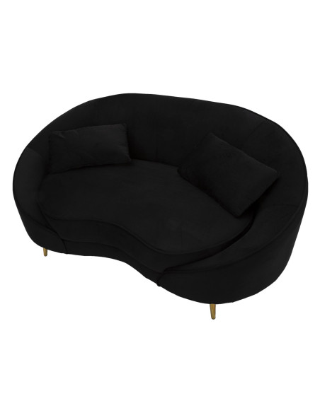 Canapé moderne Arrondi 2 places en Velours Noir Métal Doré Bois d'eucalyptus Oslo Mauro Ferretti - 5