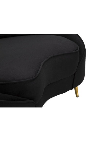 Canapé moderne Arrondi 2 places en Velours Noir Métal Doré Bois d'eucalyptus Oslo Mauro Ferretti - 6