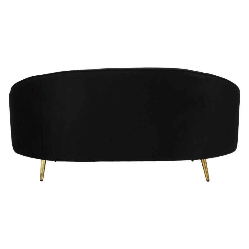 Canapé moderne Arrondi 2 places en Velours Noir Métal Doré Bois d'eucalyptus Oslo Mauro Ferretti - 7