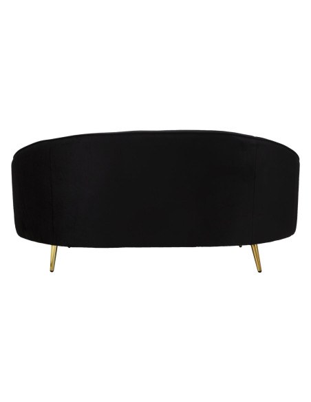 Canapé moderne Arrondi 2 places en Velours Noir Métal Doré Bois d'eucalyptus Oslo Mauro Ferretti - 7
